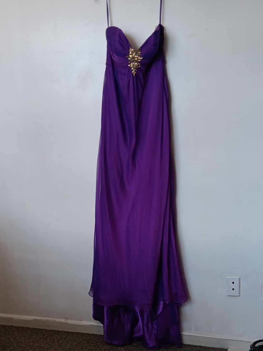 Maggie Sottero Purple Maxi Dress with Gold Accent